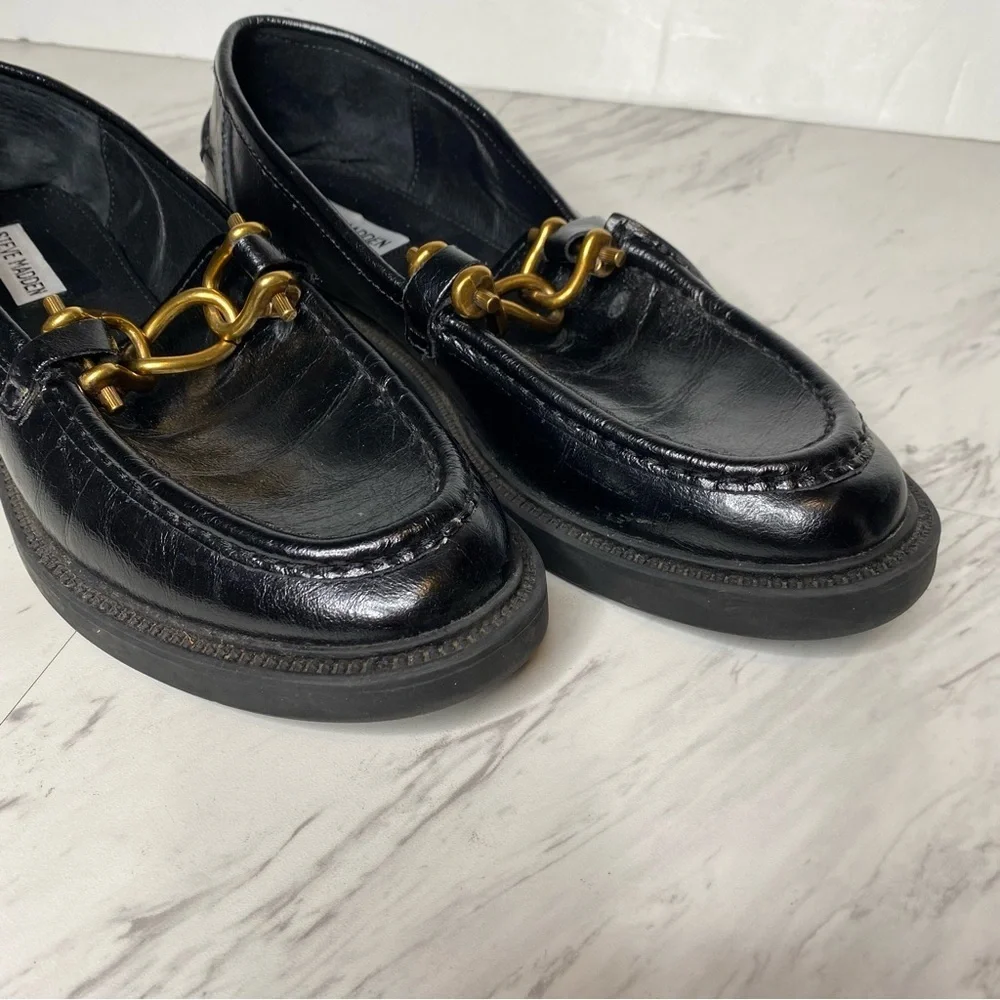 Steve Madden Karmine Black Leather Loafer 10M